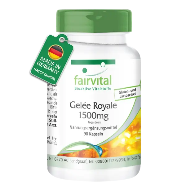 Gelée Royale 1500mg Tagesdosis - 90 Kapseln - schluckfreundlich - standardisiert auf 4% 10-HDA - hochdosiert | Fairvital